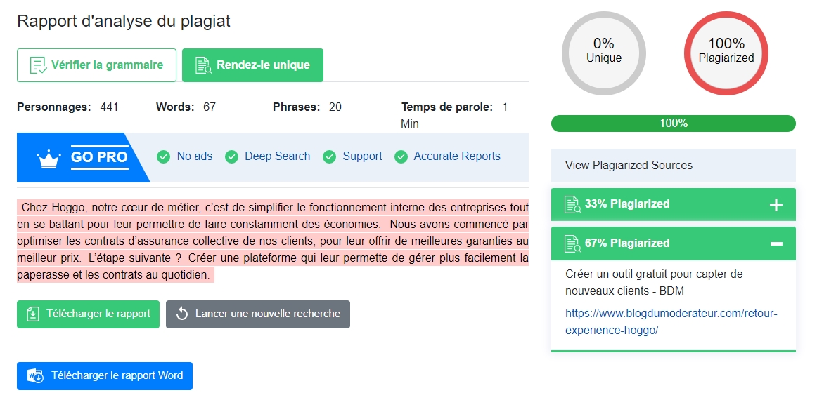 Vérifier le plagiat