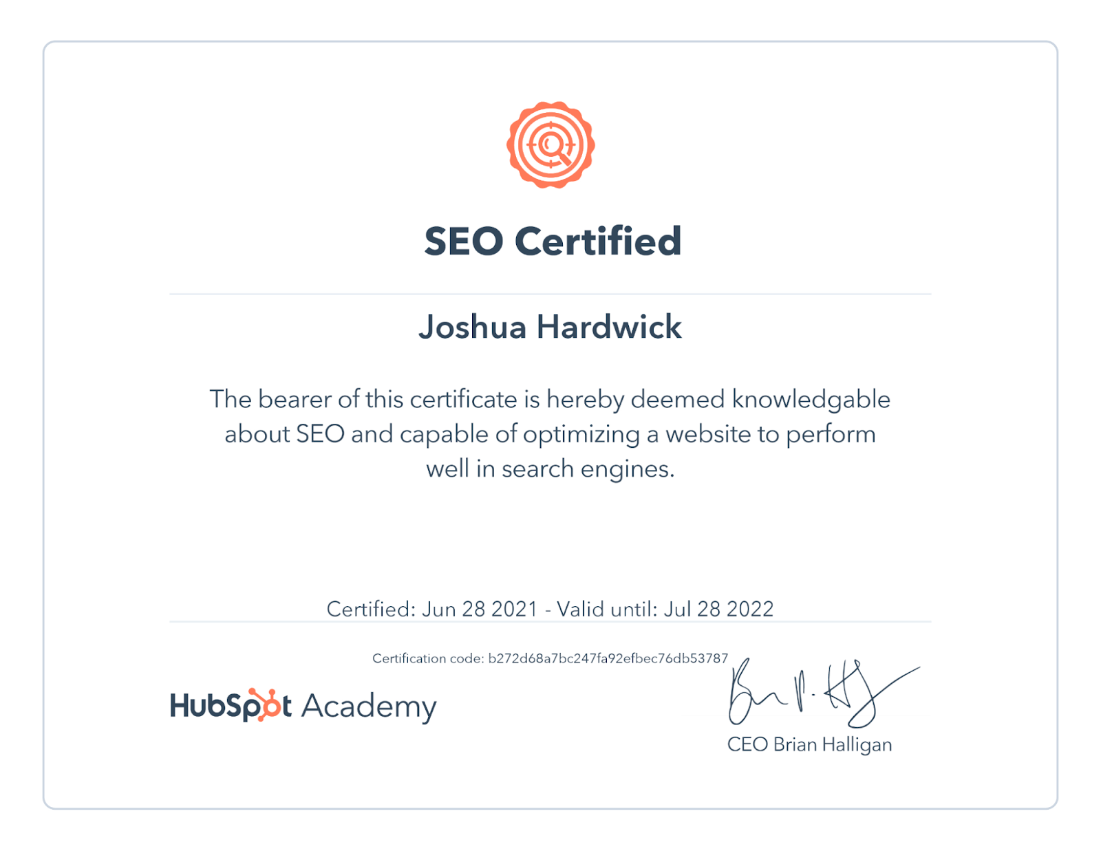 Certifications SEO