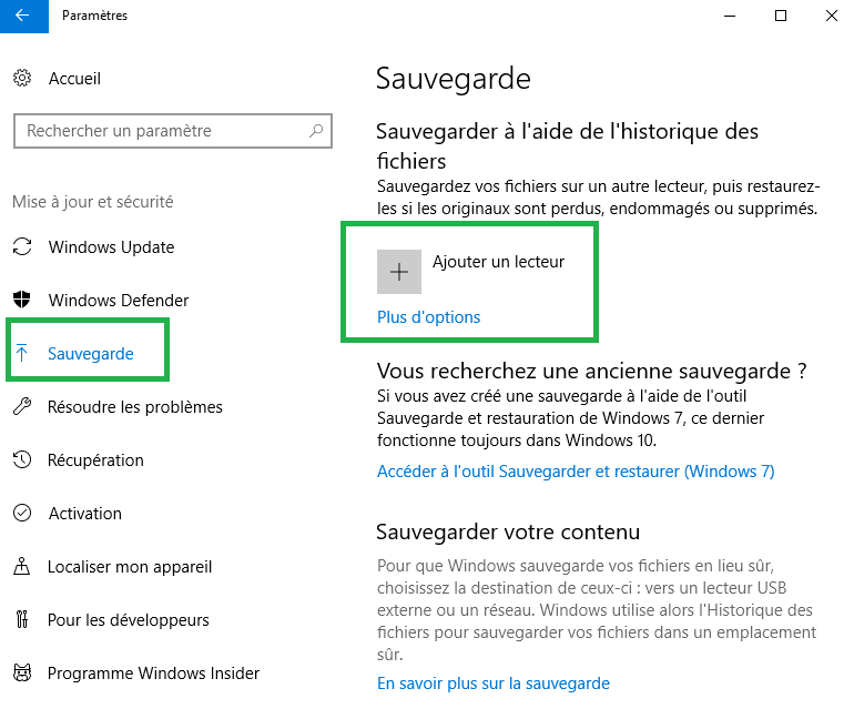 sauvegarder le contenu