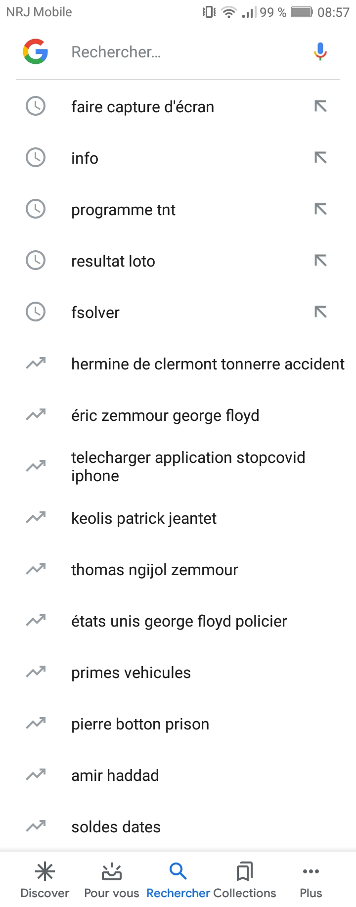 Supprimer les recherches populaires sur mon téléphone :...